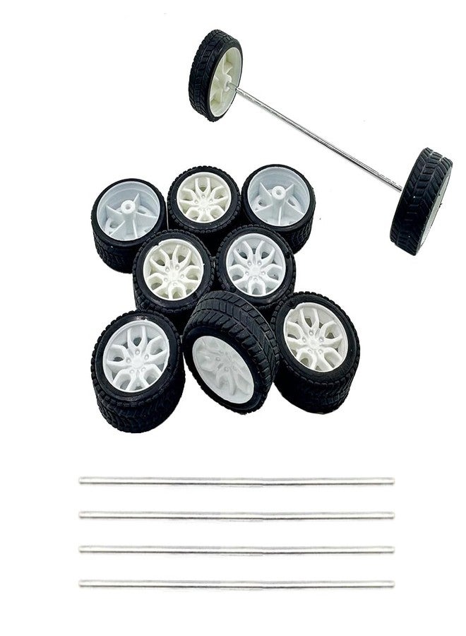 URIMPAVIDO 10PCS Toy Car Wheels 32mm Rubber Tire with 5PCS Shaft Round Axles for for DIY Model Toy RC Car Accessories Parts (2X32MM) - Image 1